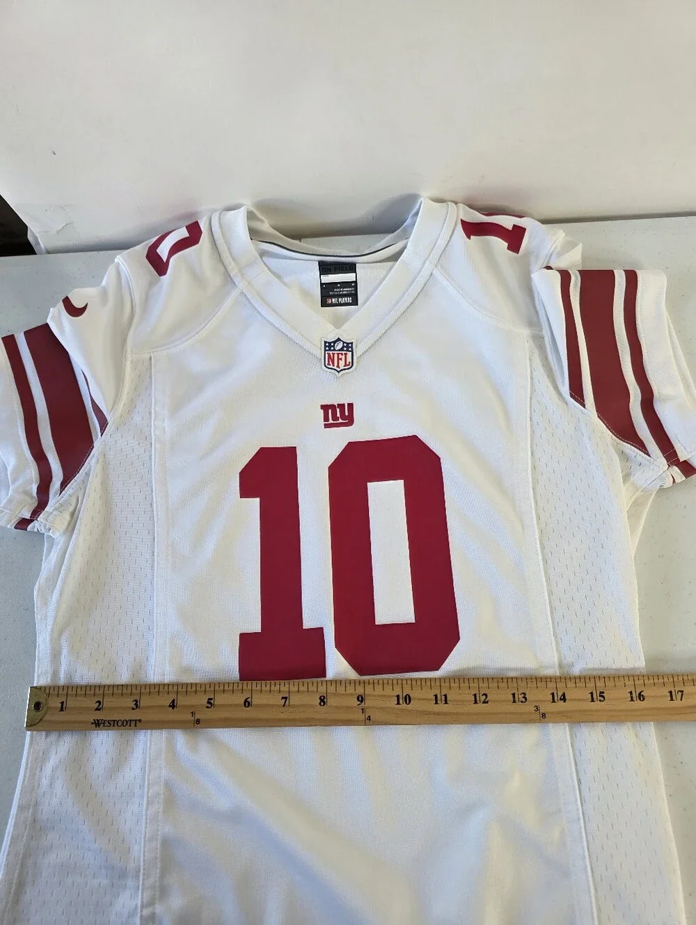 Nike New York Giants On Field‎ Eli Manning Jersey Size M Adult NFL White V-Neck